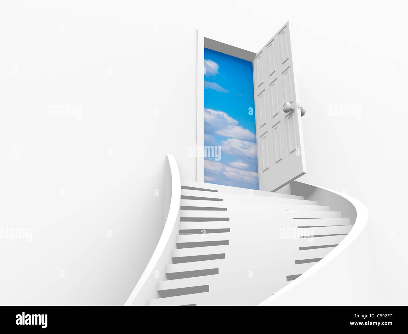 offene Tür. 3D auf weiß Stockfoto