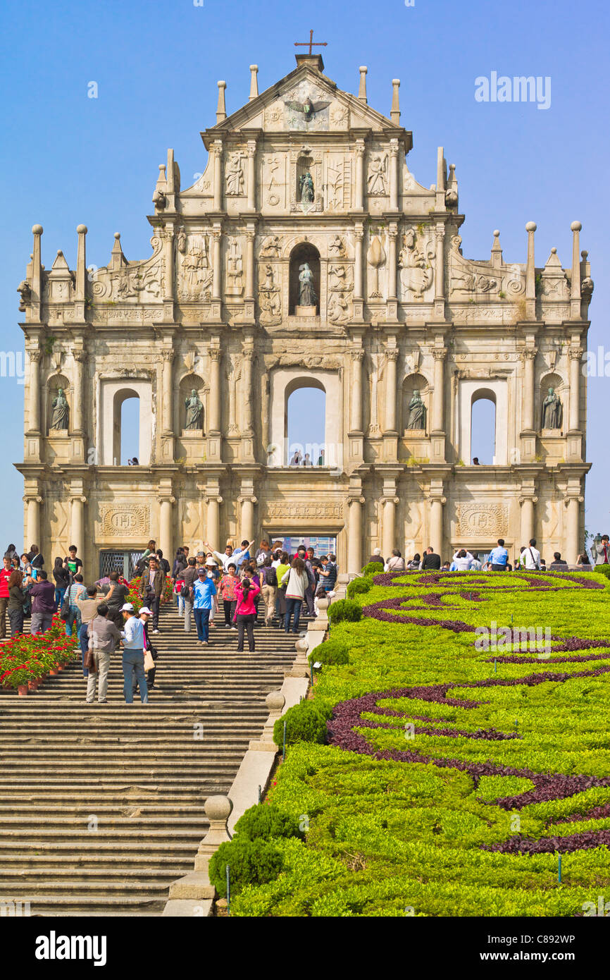 Die Ruinen der St. Paul Kathedrale - Macao Stockfoto