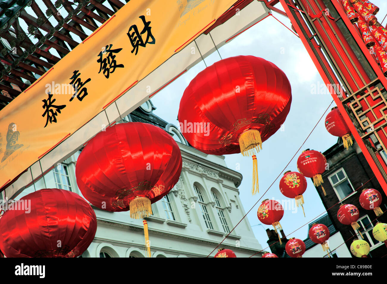 Chinese New Year Feiern China Town, Gerrard Street, Soho, London, England, UK, Europa Stockfoto