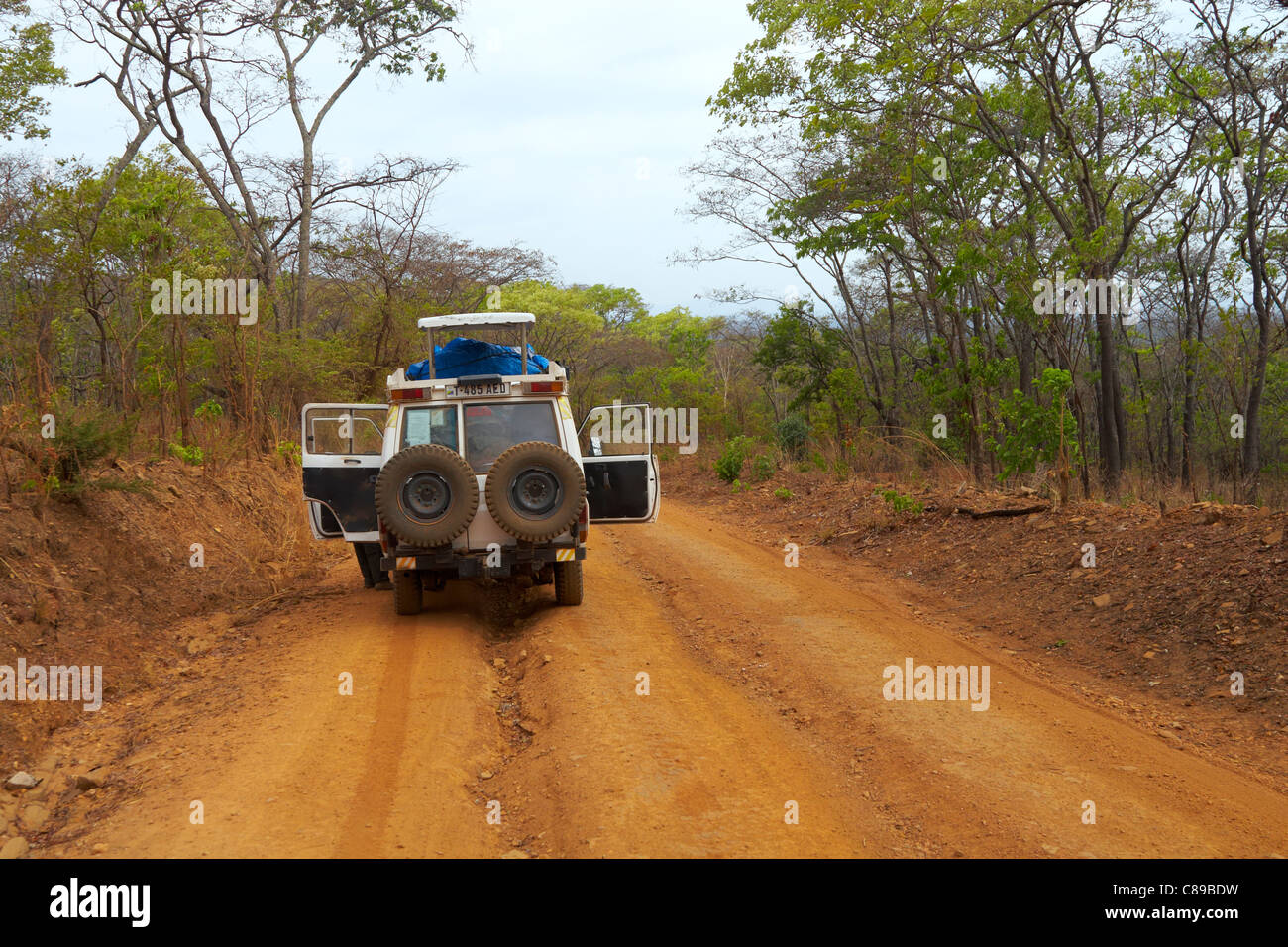 Zuerst Auto in Katavi Hauptforschungsfelder Park, Tansania, Afrika Stockfoto