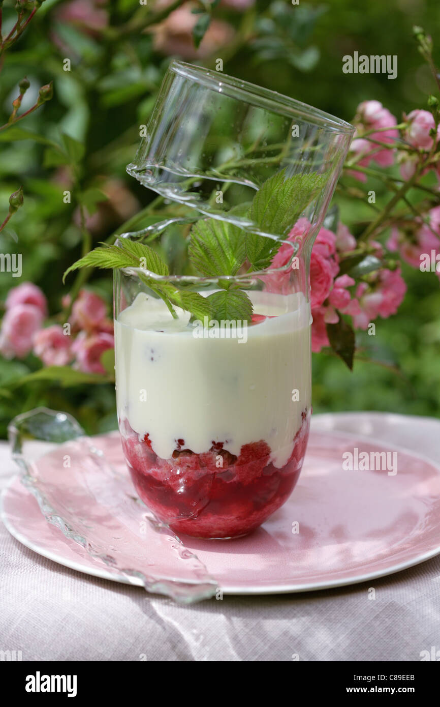 Erdbeere und Panacotta verrine Stockfoto