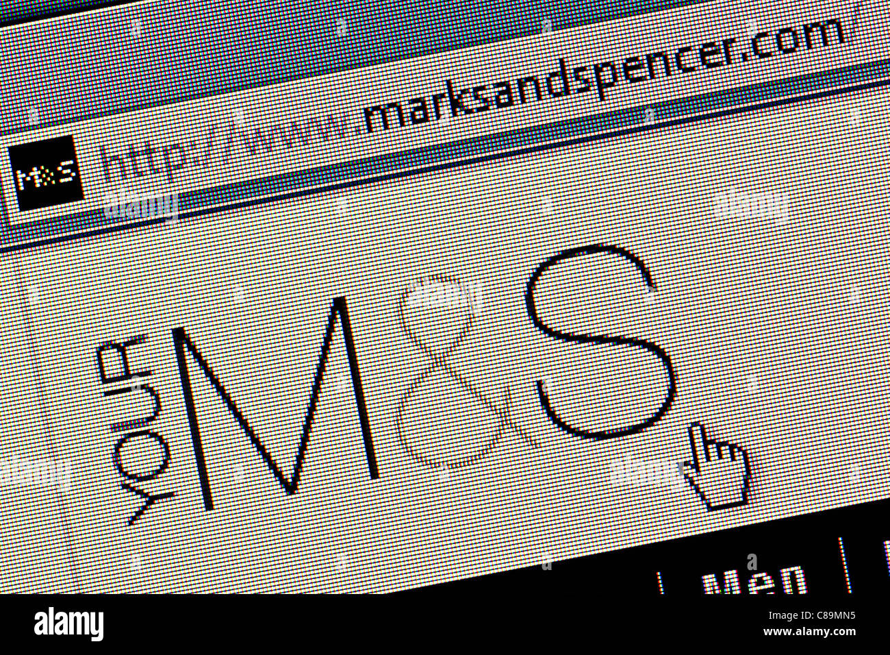 Markierungen und Spencer Logo und Website hautnah Stockfoto