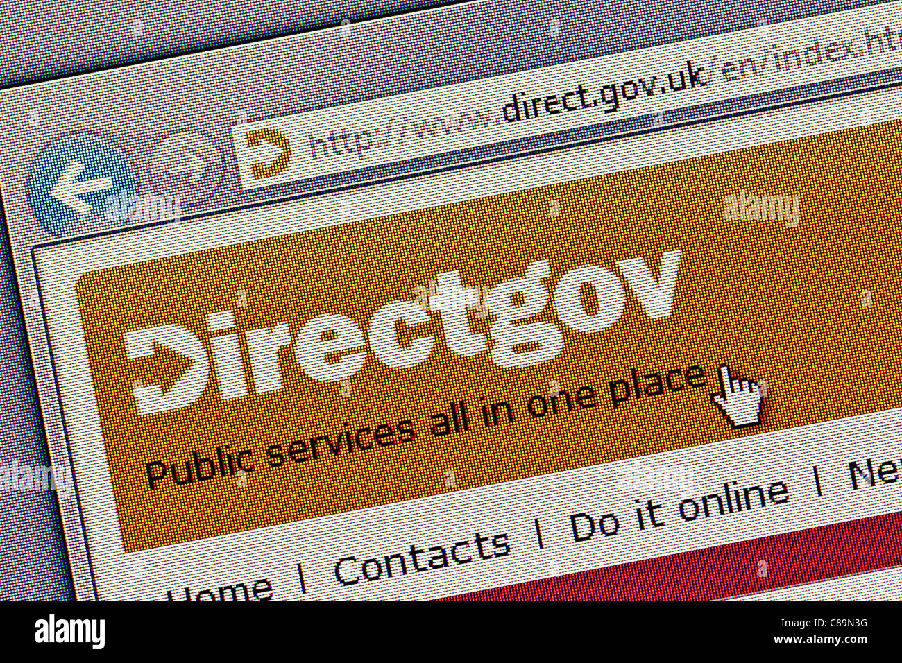 DirectGov Logo und Website hautnah Stockfoto
