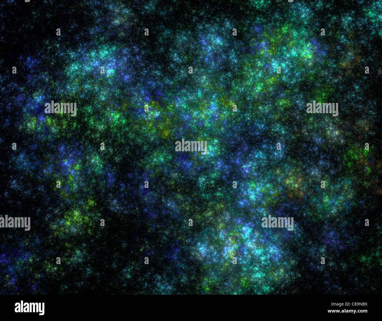 Computer-generierte blau-grün-schwarzen Hintergrund imitieren Raum Nebel Stockfoto