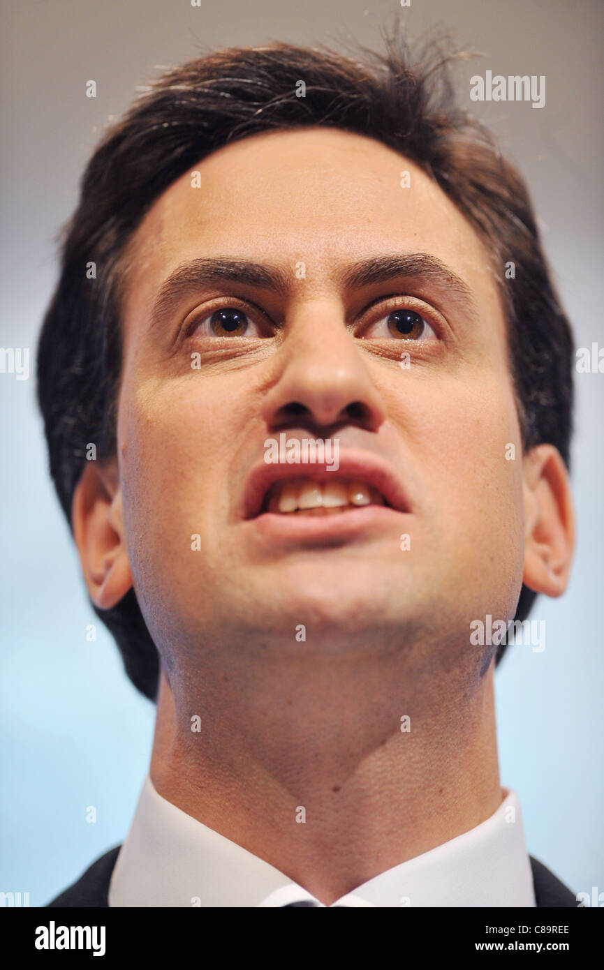 Führer britischen Labour Partei, Ed Miliband, spricht während einer Konferenz Stockfoto