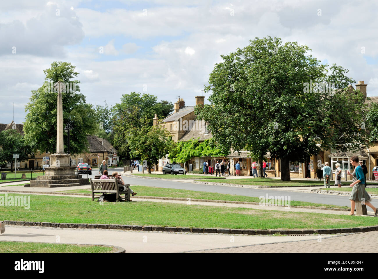 Dorfanger, Hauptstraße Broadway Dorf Westen Cotswolds Stockfoto