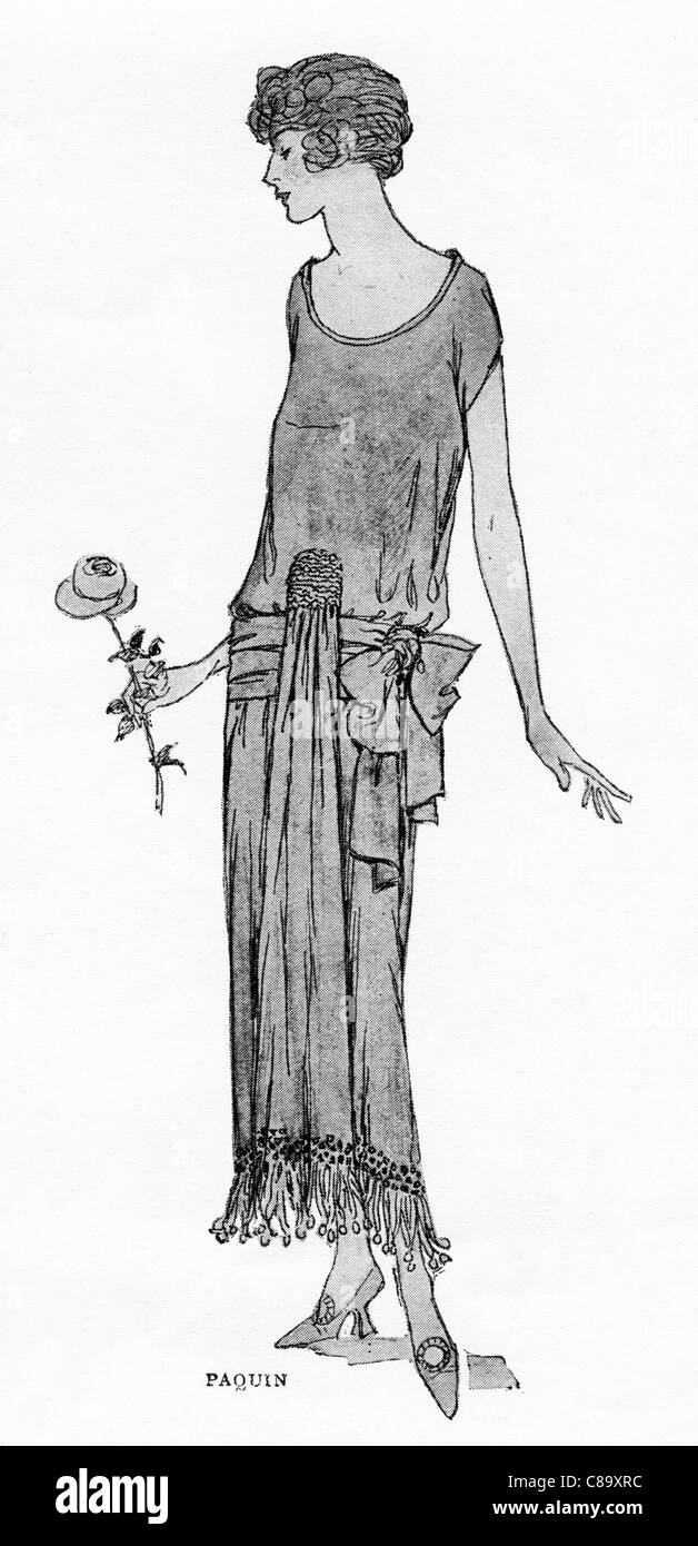 Mode-Illustration, ca. 1922. Kleidung von französische Modeschöpferin Jeanne Paquin (1869 – 1936) Stockfoto
