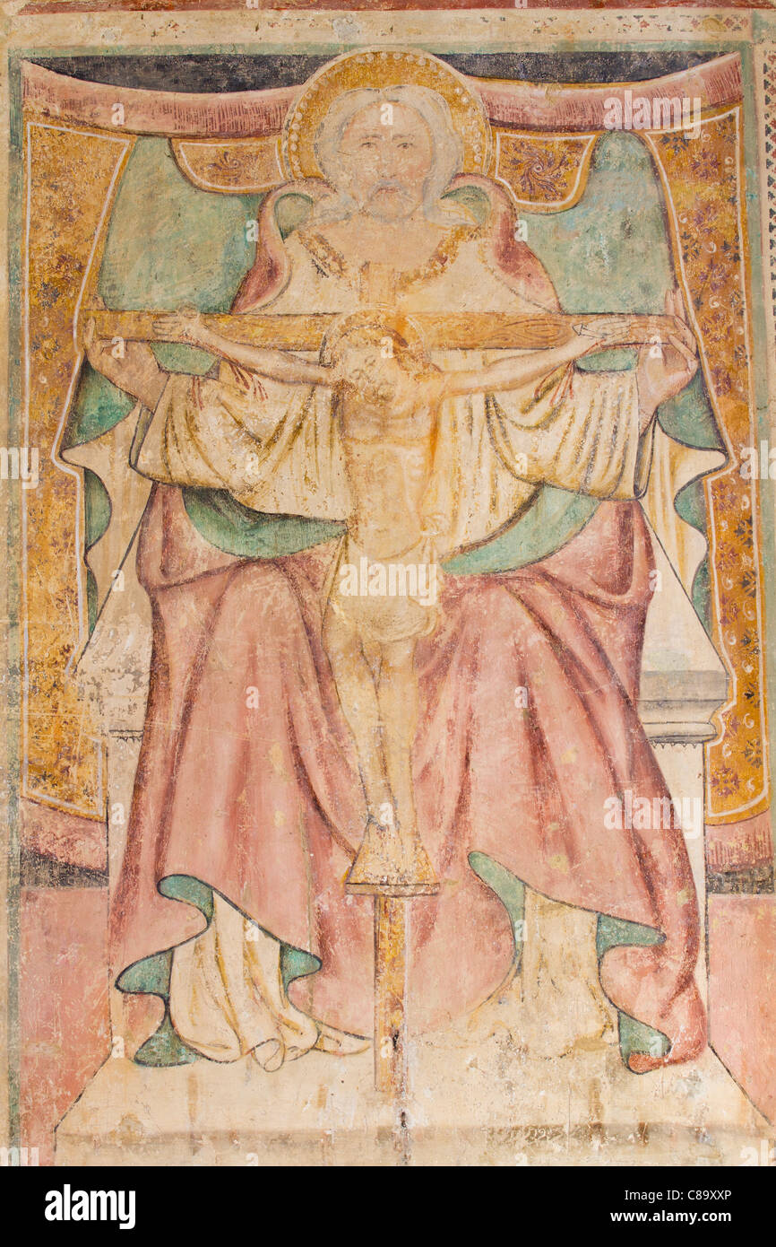 Fresko in der Kirche Santa Maria Maggiore, Sovana, Grosseto, Toskana, Italien Stockfoto