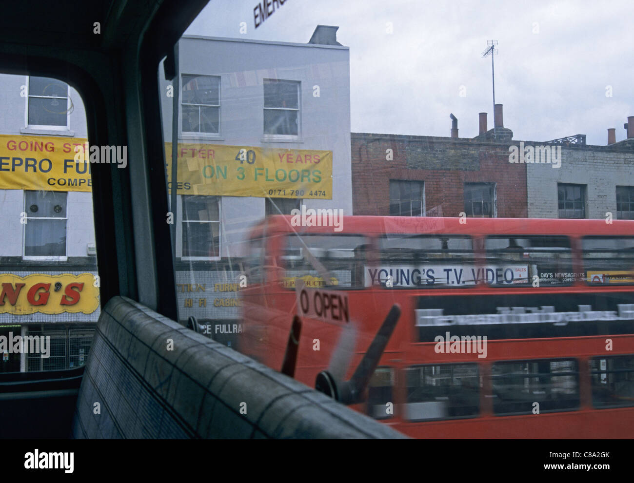 Blick von einem Doppeldecker-Bus - London - England Stockfoto