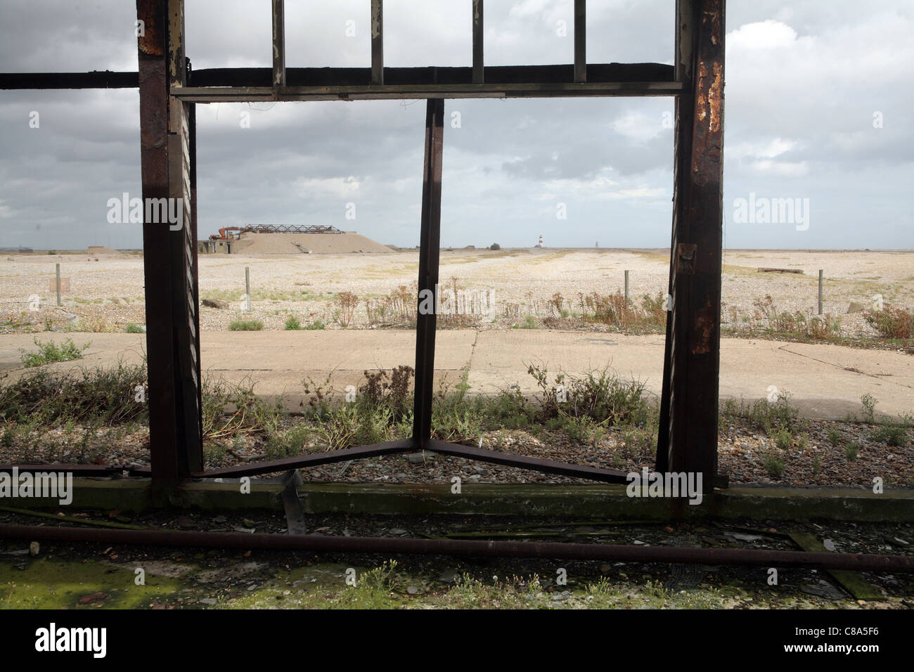 Blick vom atomaren Prüflabor, Orford Ness National Nature Reserve auf Suffolk Heritage Coast, East Anglia, England Stockfoto