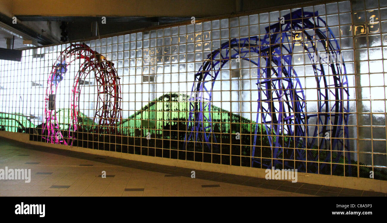 Kunstwerk im U-Bahn Terminal Coney Island Stillwell Avenue Stockfoto