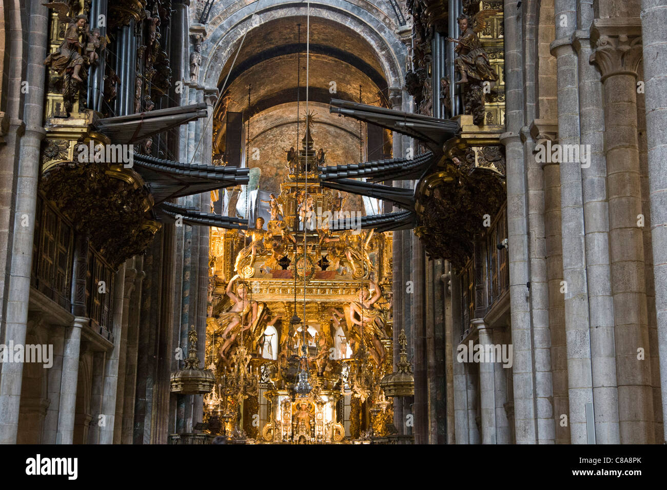 Sehenswürdigkeiten in und rund um die Kathedrale Santiago Corazon de Compostela, Galicien, Spanien Stockfoto