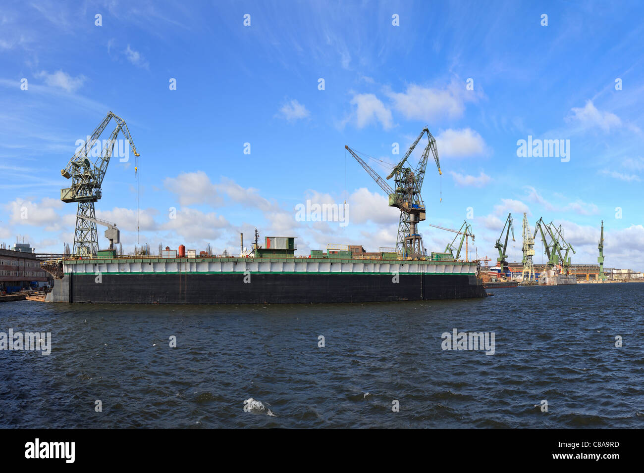 Industriellen Blick auf die Werft Danzig. Stockfoto