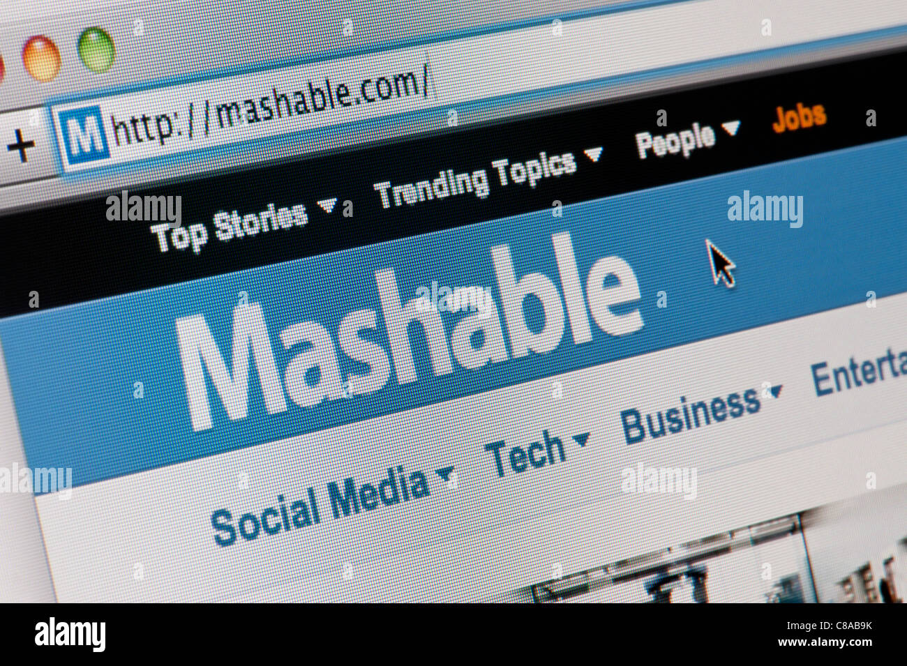 Nahaufnahme von Mashable Logo wie auf ihrer Website zu sehen. (Nur zur redaktionellen Verwendung: print, TV, e-Book und redaktionelle Webseite). Stockfoto