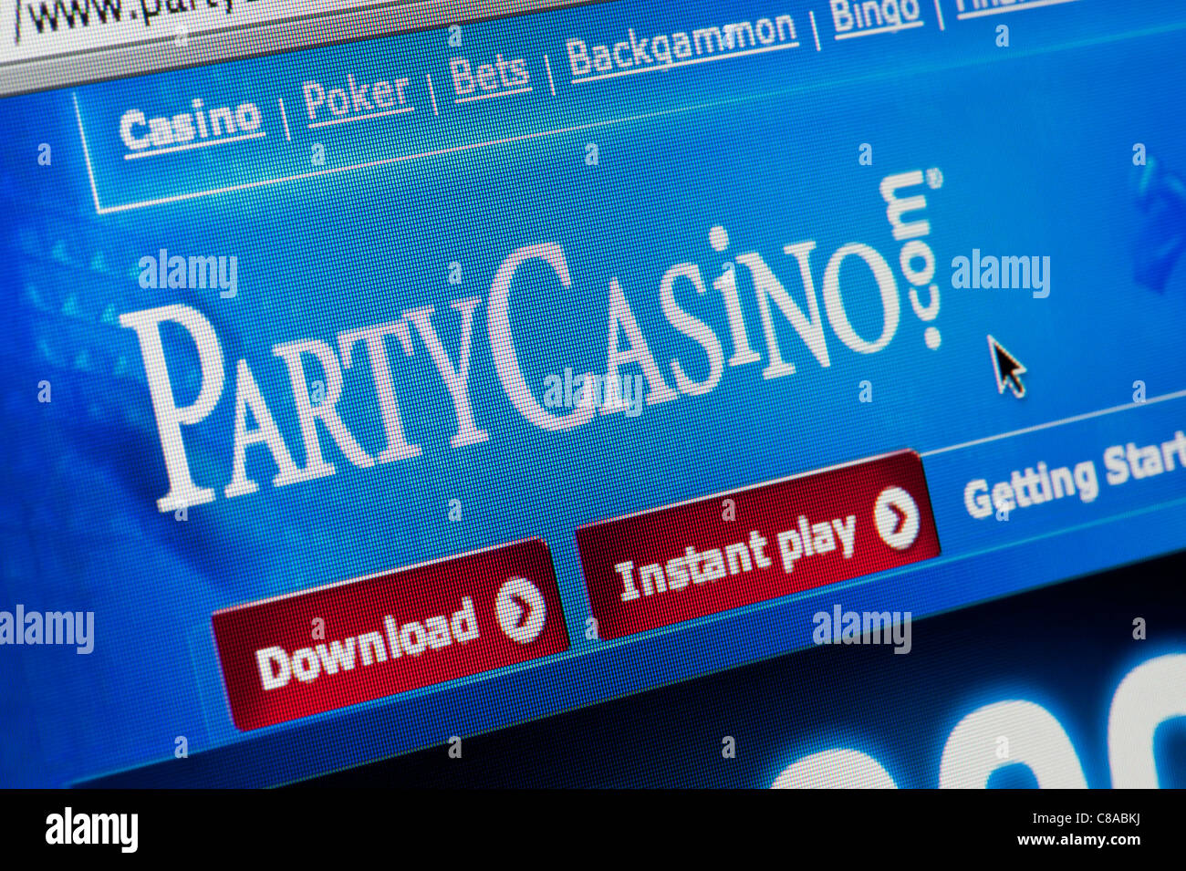 Nahaufnahme von Party Casino Logo wie auf ihrer Website zu sehen. (Nur zur redaktionellen Verwendung: print, TV, e-Book und redaktionelle Webseite). Stockfoto