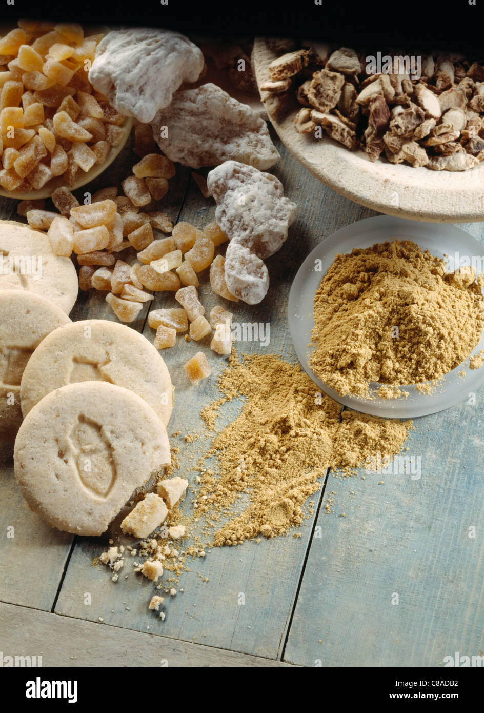 Verschiedene Formen von Ingwer und Ingwer cookies Stockfoto