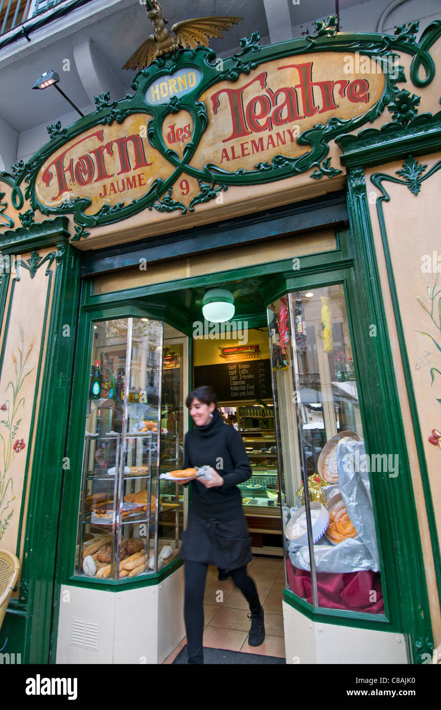 Forn des Teatre renommierten traditionelles Café und Bäckerei in Palma De Mallorca-Balearen-Spanien Stockfoto