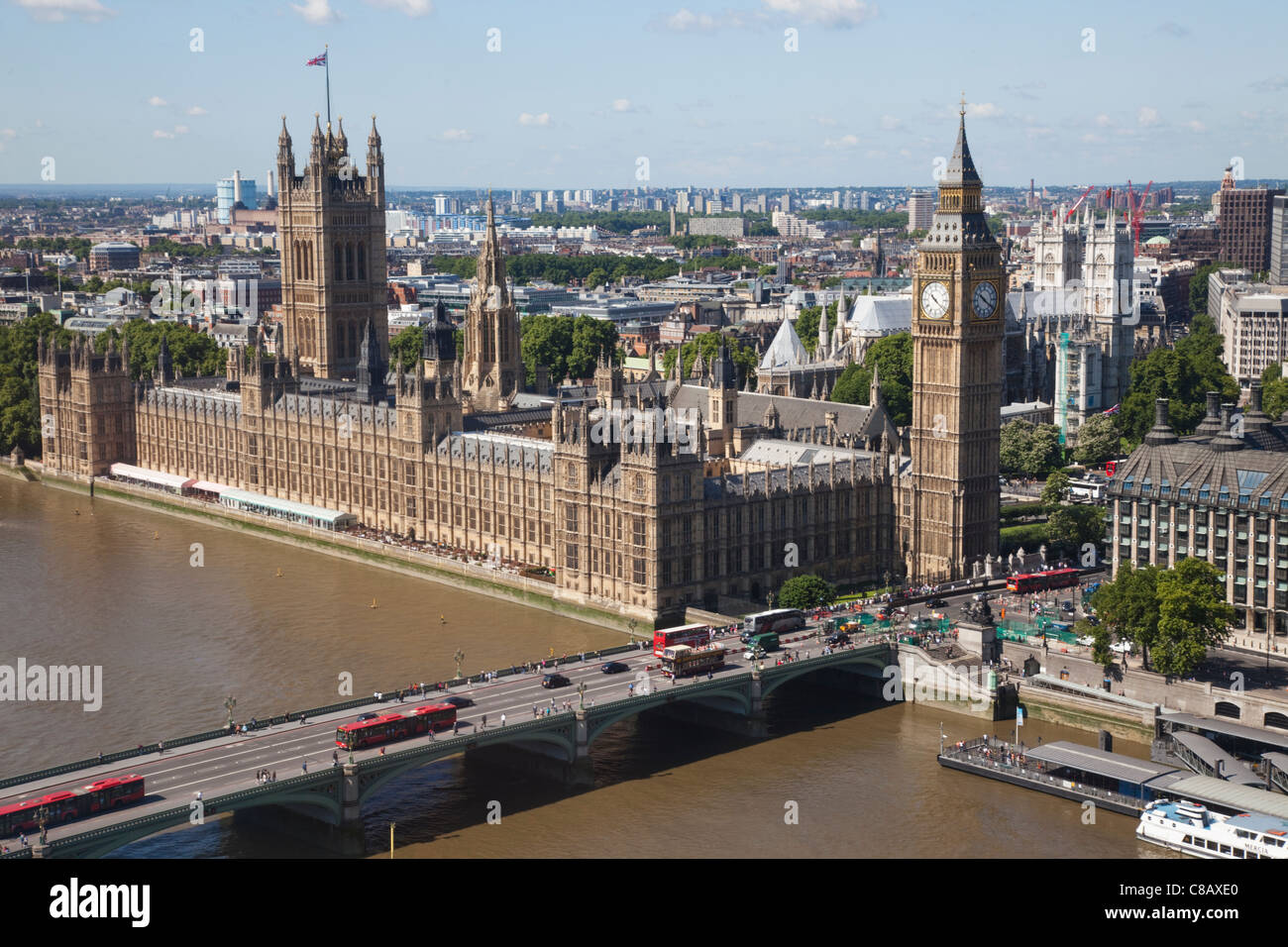 England, London, Palace of Westminster und Themse, Blick vom London Eye Stockfoto