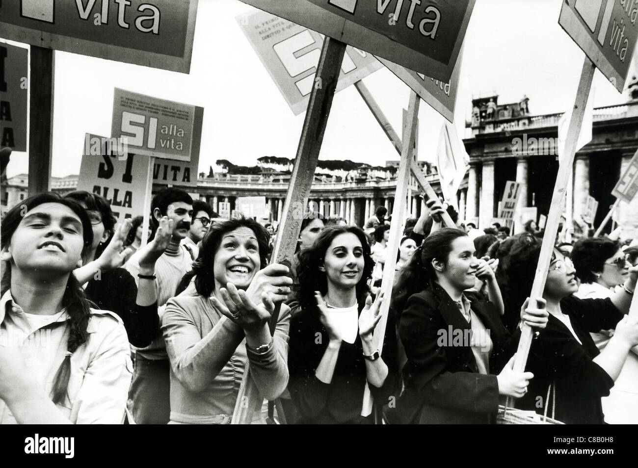 Katholischen Kundgebung gegen die Legalisierung der Abtreibung, 1976 Stockfoto