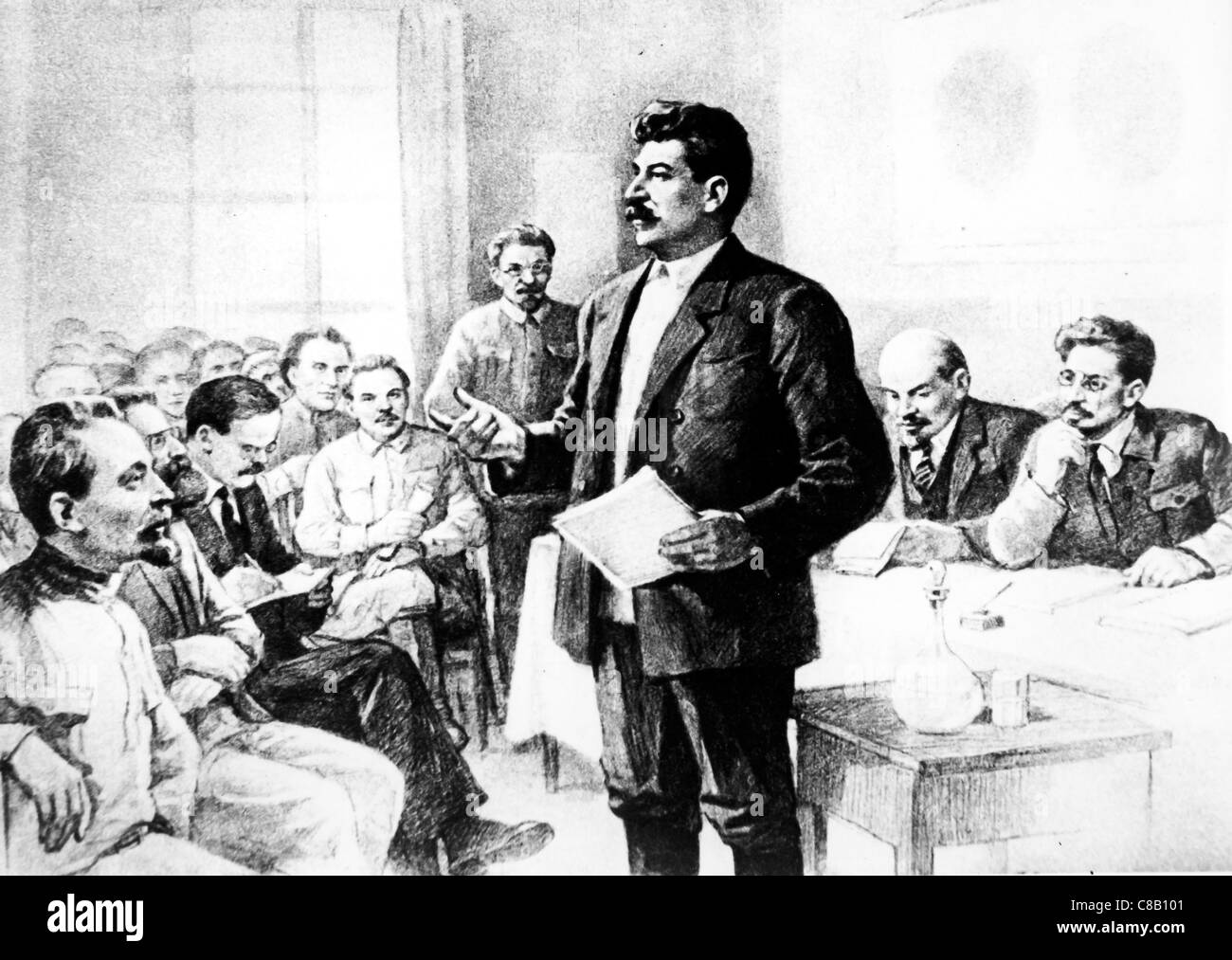 Joseph Stalin spricht zu den revolutionären, 1917 Stockfoto
