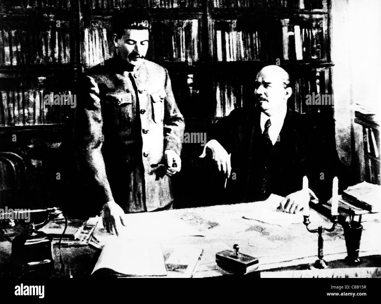 Vladimir Iljitsch Uljanow "Lenin" mit Joseph Stalin Stockfoto