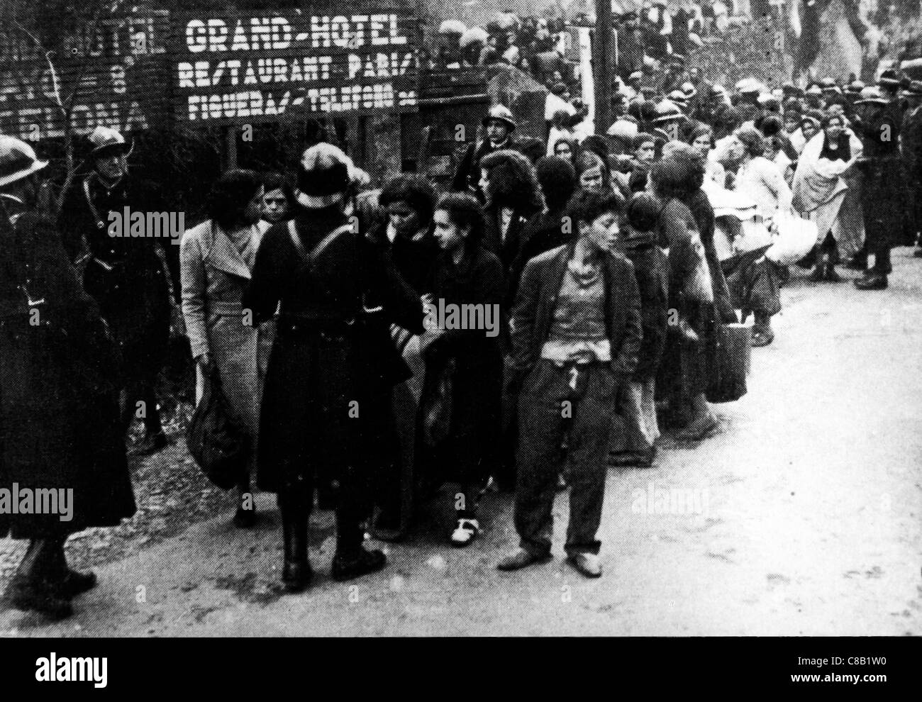 Spanischen Flüchtlinge sprang in Frankreich, des spanischen Bürgerkriegs 1939 Stockfoto