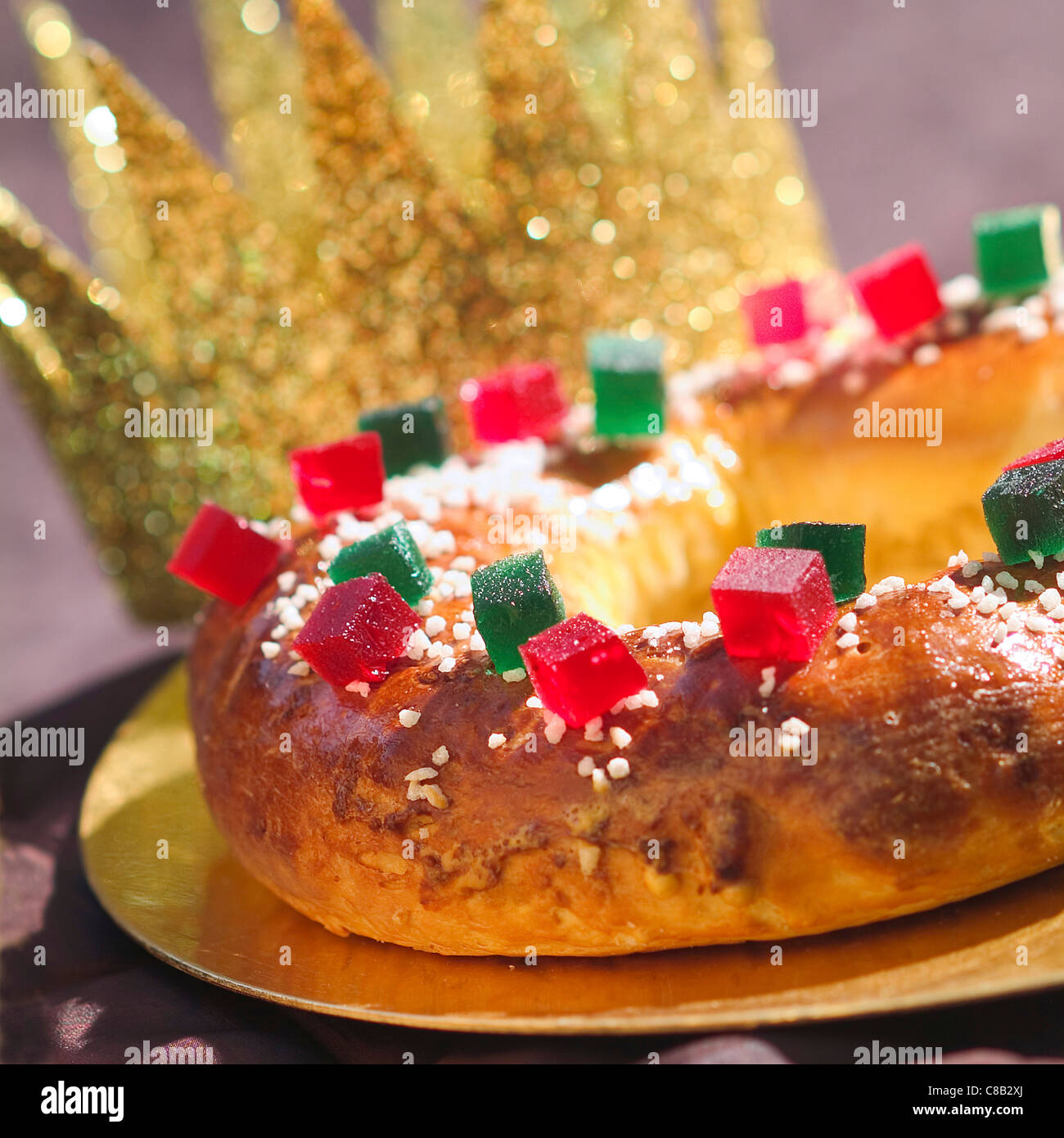Gâteau des Rois Confit Obst brioche Stockfoto