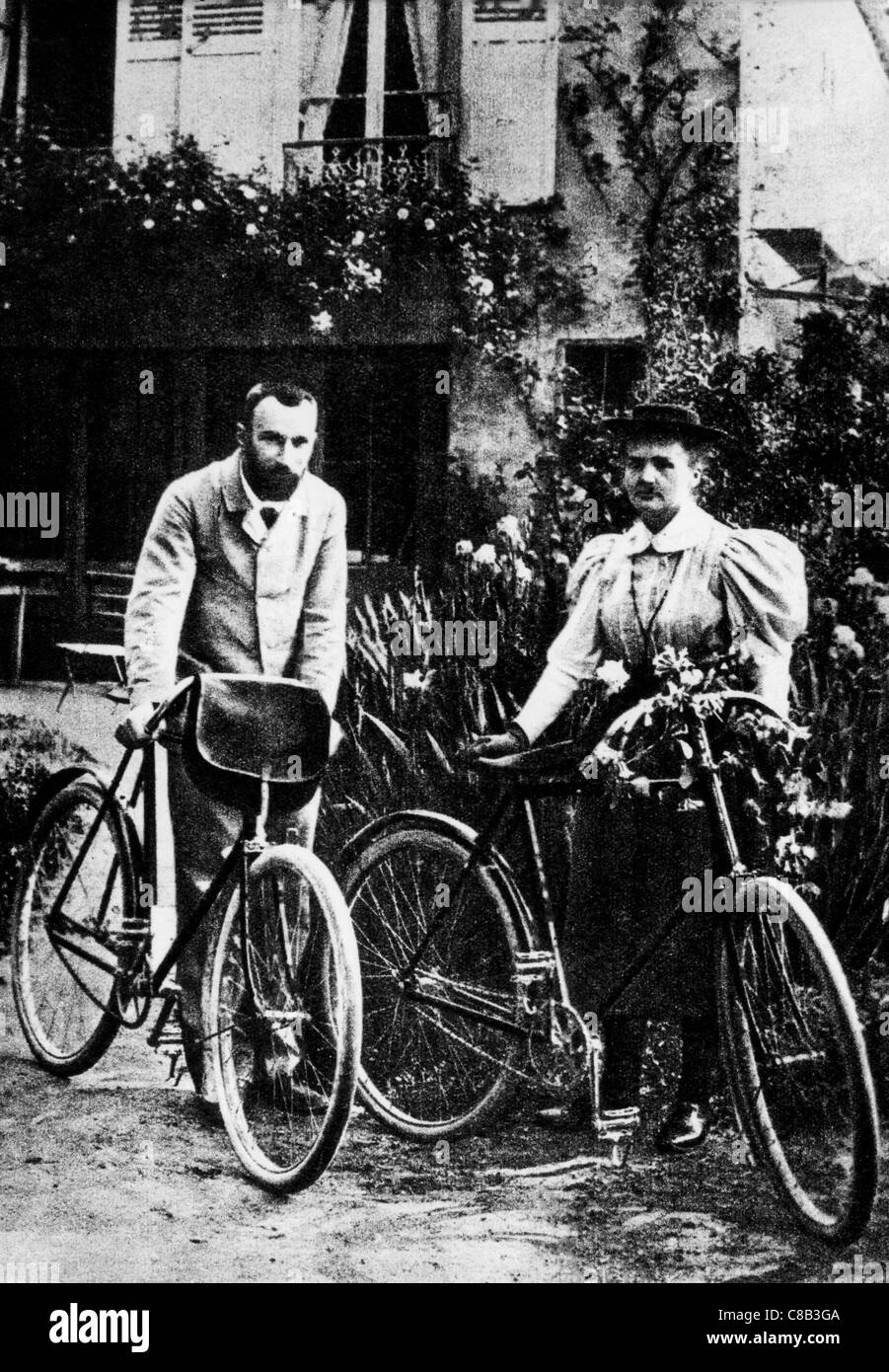 Marie Curie mit Ehemann Stockfoto