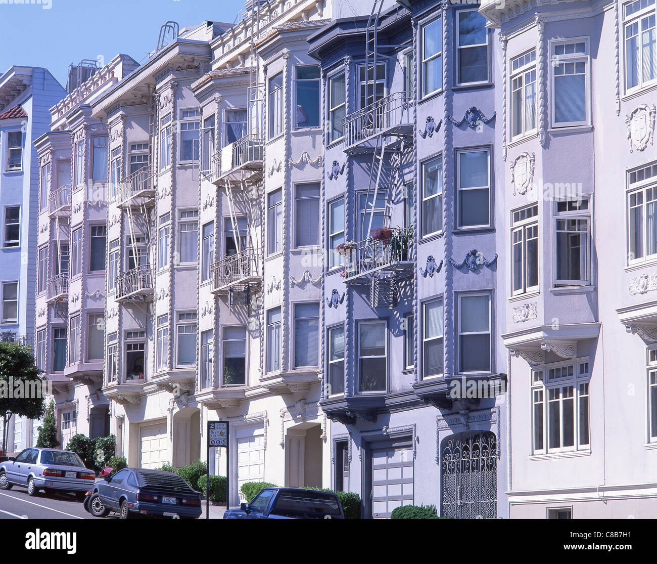 Viktorianischen Reihenhaus Häuser, San Francisco, California, Vereinigte Staaten von Amerika Stockfoto
