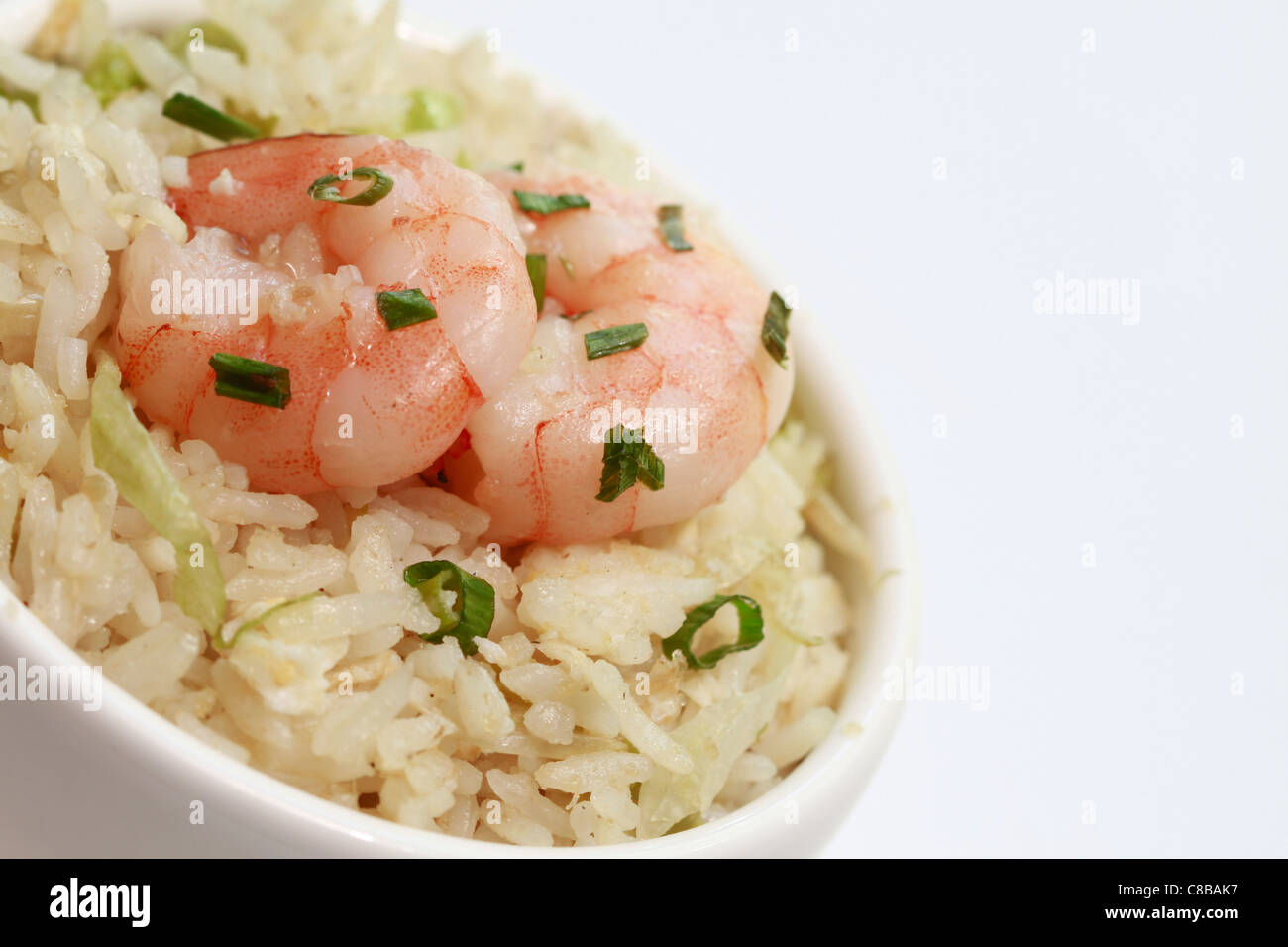 Chinesische Garnelen gebratener Reis Stockfoto