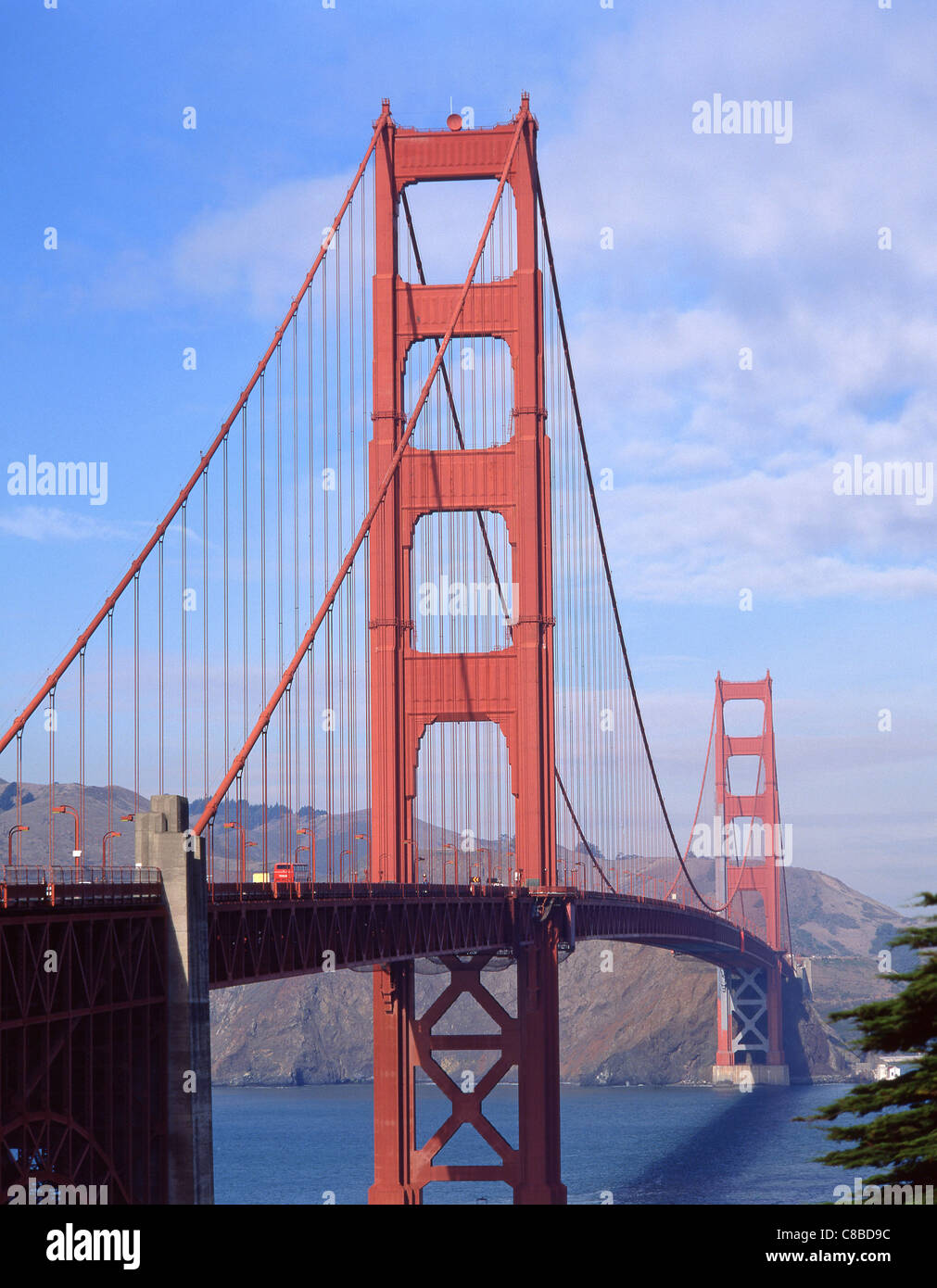 Golden Gate Bridge von Marin County Landzungen, San Francisco, California, Vereinigte Staaten von Amerika Stockfoto