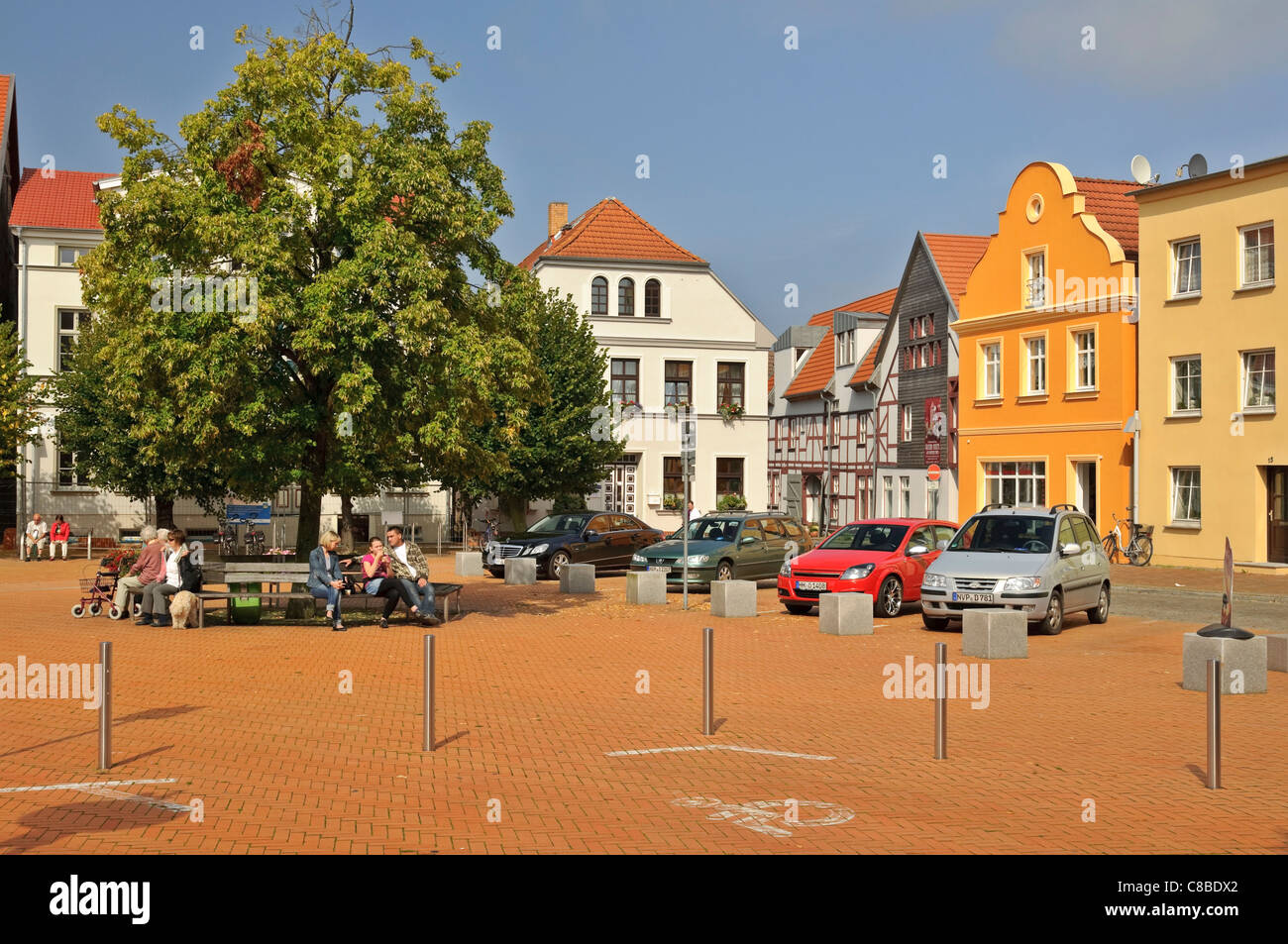 Am Marktplatz in Barth, Mecklenburg-Vorpommern, Deutschland. Stockfoto