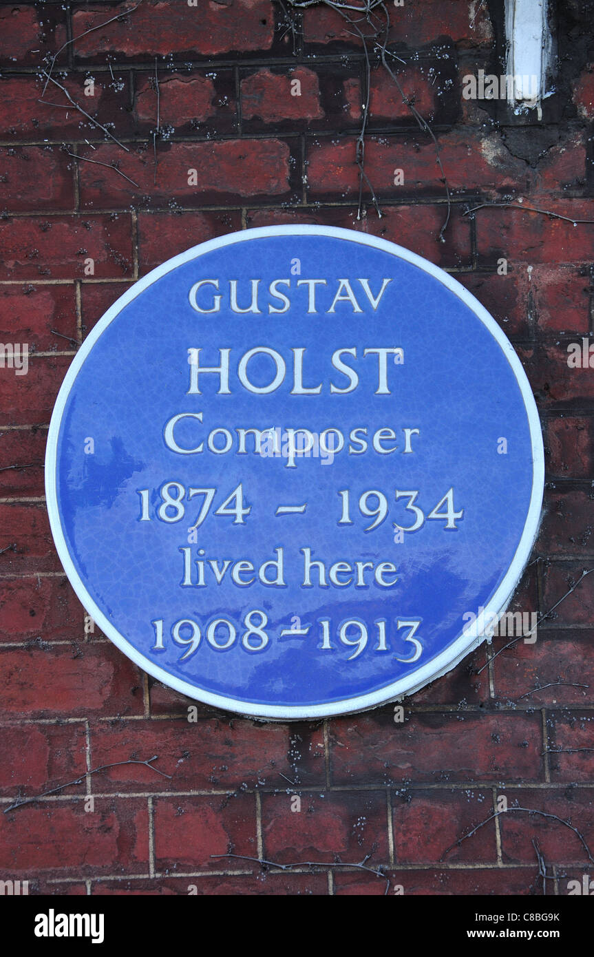 Gustav Holst Komponist blaue Plakette, The Terrace, Barnes, London Borough of Richmond upon Thames, Greater London, England, UK Stockfoto