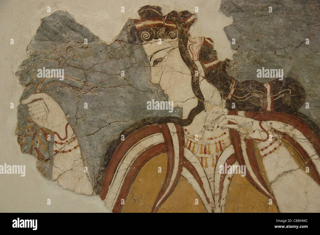 Mykenische Kunst. Griechenland. Fresko der Dame von Mykene oder der mykenischen. 13. Jahrhundert v. Chr. Es zeigt eine Göttin. Stockfoto