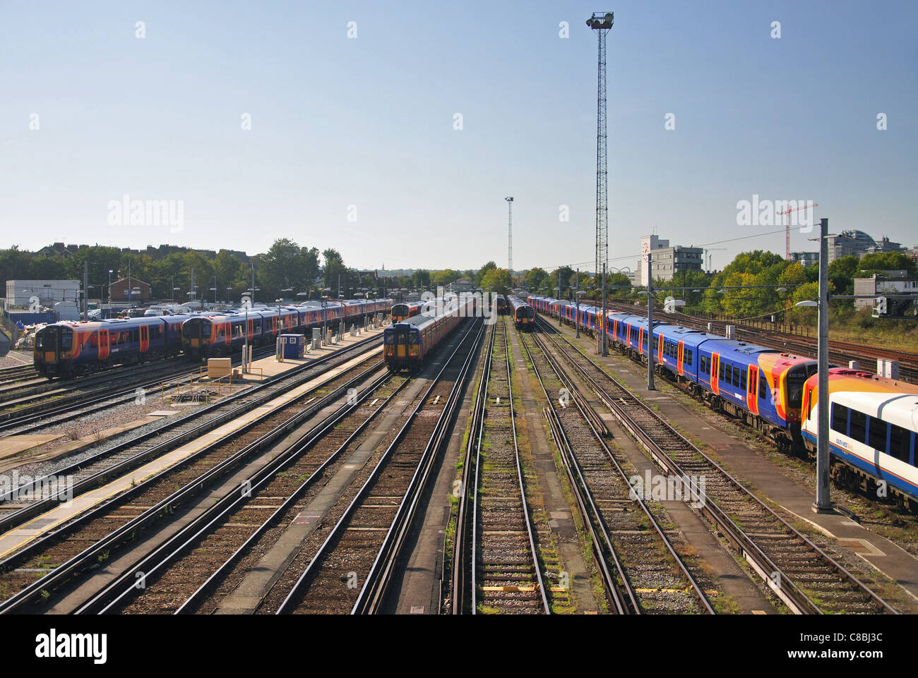 Bahngleise am Bahnhof Clapham Junction, Battersea, London Borough of Wandsworth, London, England, Vereinigtes Königreich Stockfoto