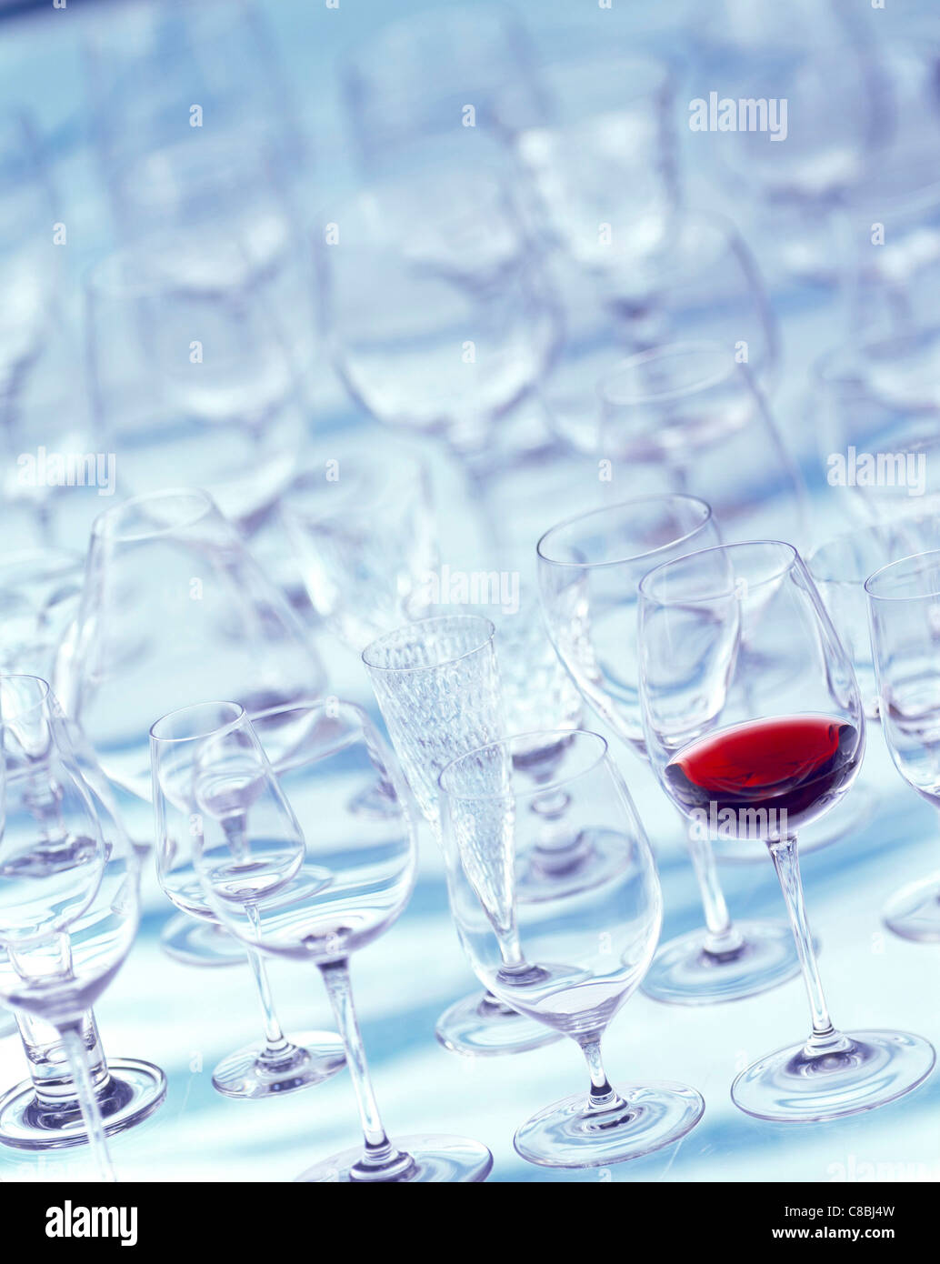 Auswahl der leere Gläser Wein Stockfoto