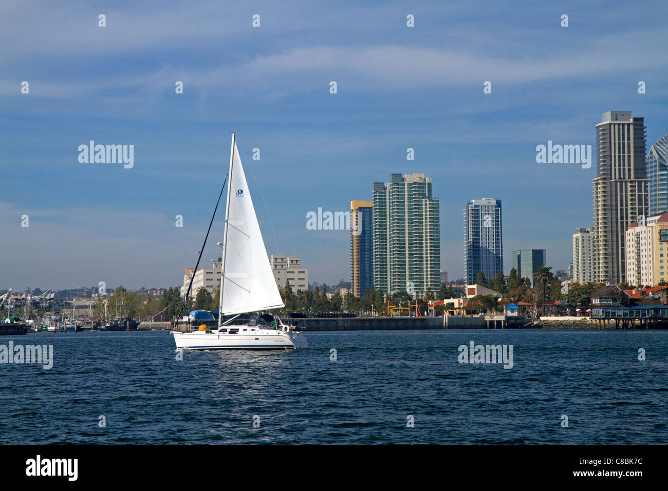 Segelboot im Hafen von San Diego, Kalifornien, USA. Stockfoto