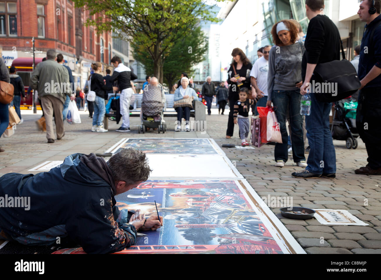 Streetart-Künstler in Manchester Stockfoto