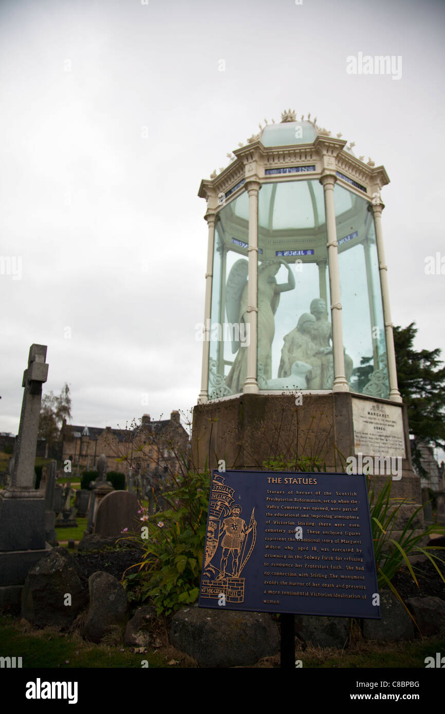 Stirling, Kirche des Heiligen unhöflich, Schottland, Statuen der Helden der schottischen presbyterianischen Reformation Margaret wurde hingerichtet, um 18 Uhr Stockfoto