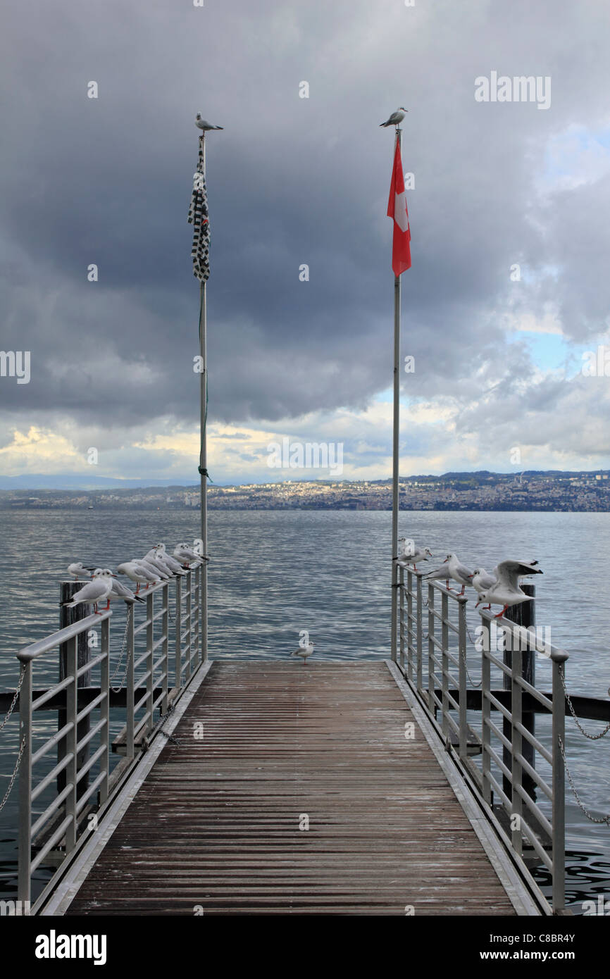 Stürmischer Himmel über den Genfer See (Lac Leman) bei Evian-France Stockfoto