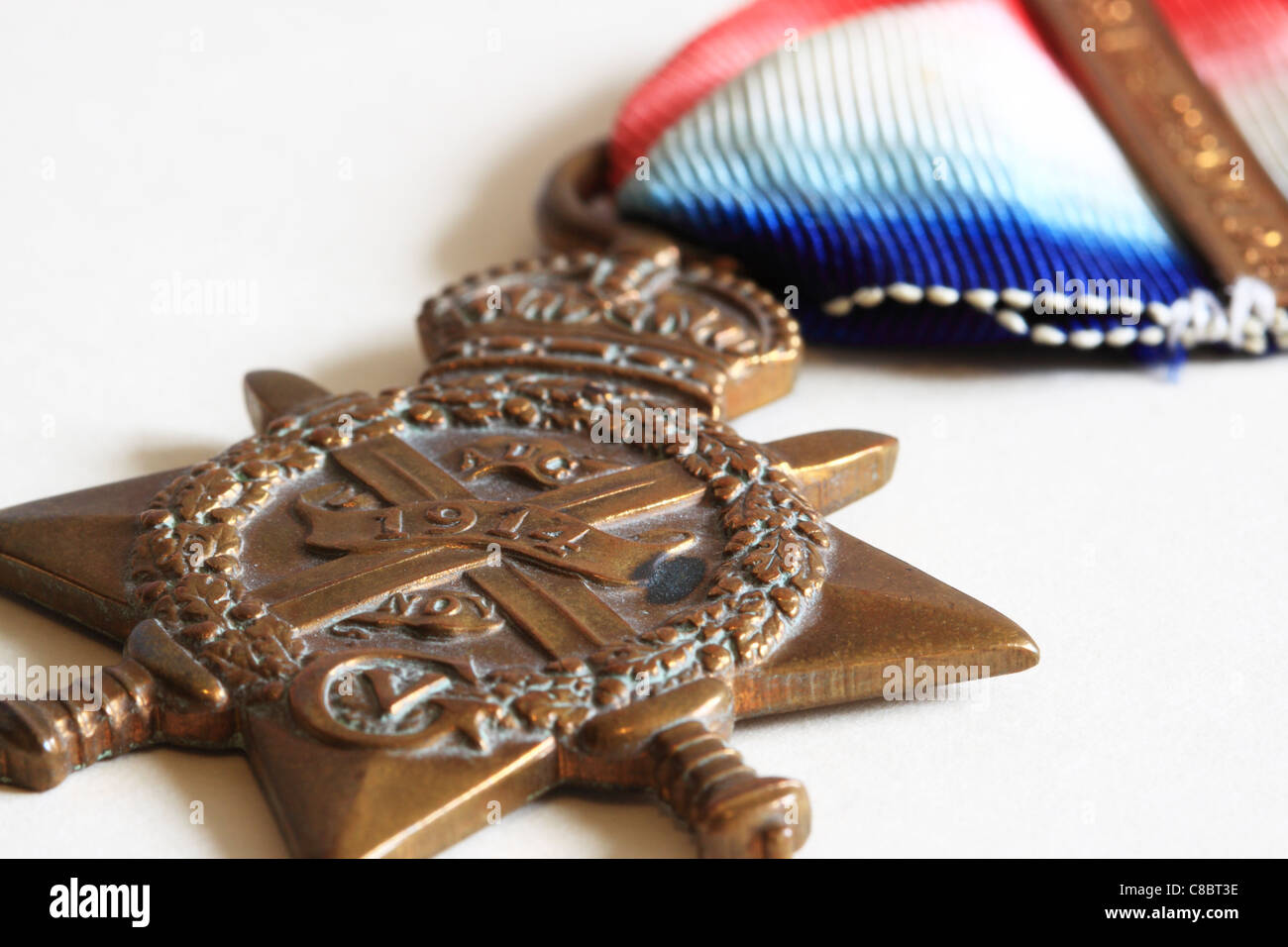 Weltkrieg eine Medaille. 1914-Star. Auch bekannt als "Pip" oder "Mons Star" Stockfoto