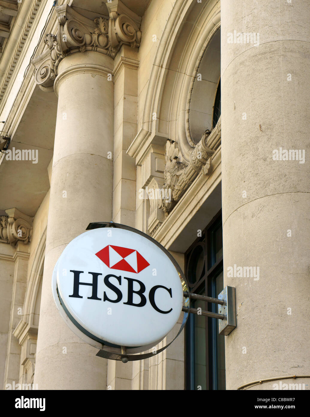 Zeichen der HSBC Bank in South Wales, Cardiff, UK Stockfoto