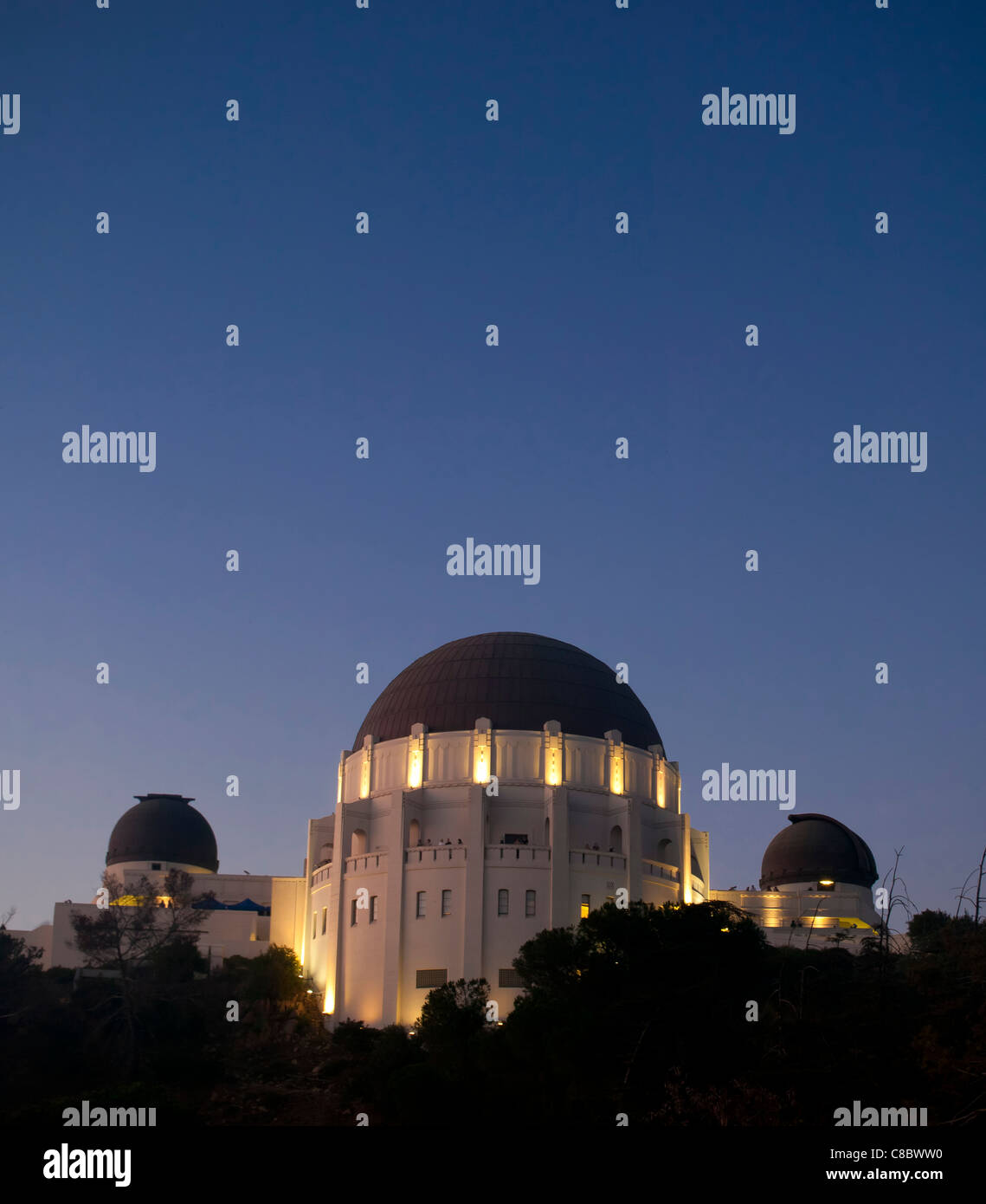 Griffith Observatory in der Dämmerung, Los Angeles Stockfoto