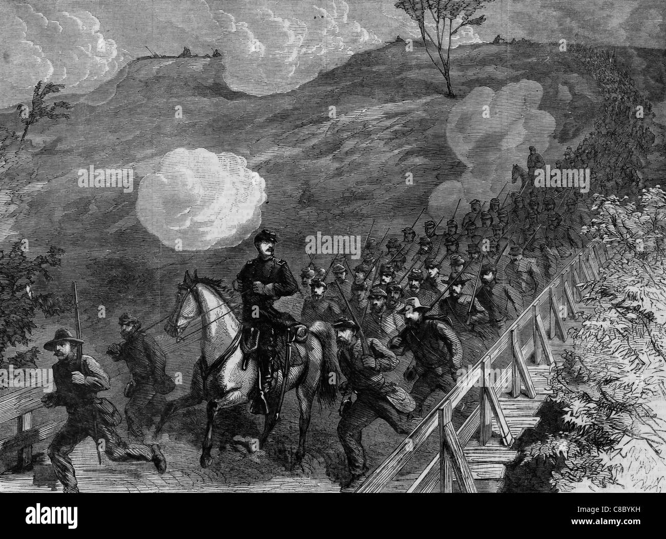 Die New York 14. schwere Artillerie Chesterfield Brücke, The Battle of North Anna 23. – 26. Mai 1864 USA Bürgerkrieg Stockfoto