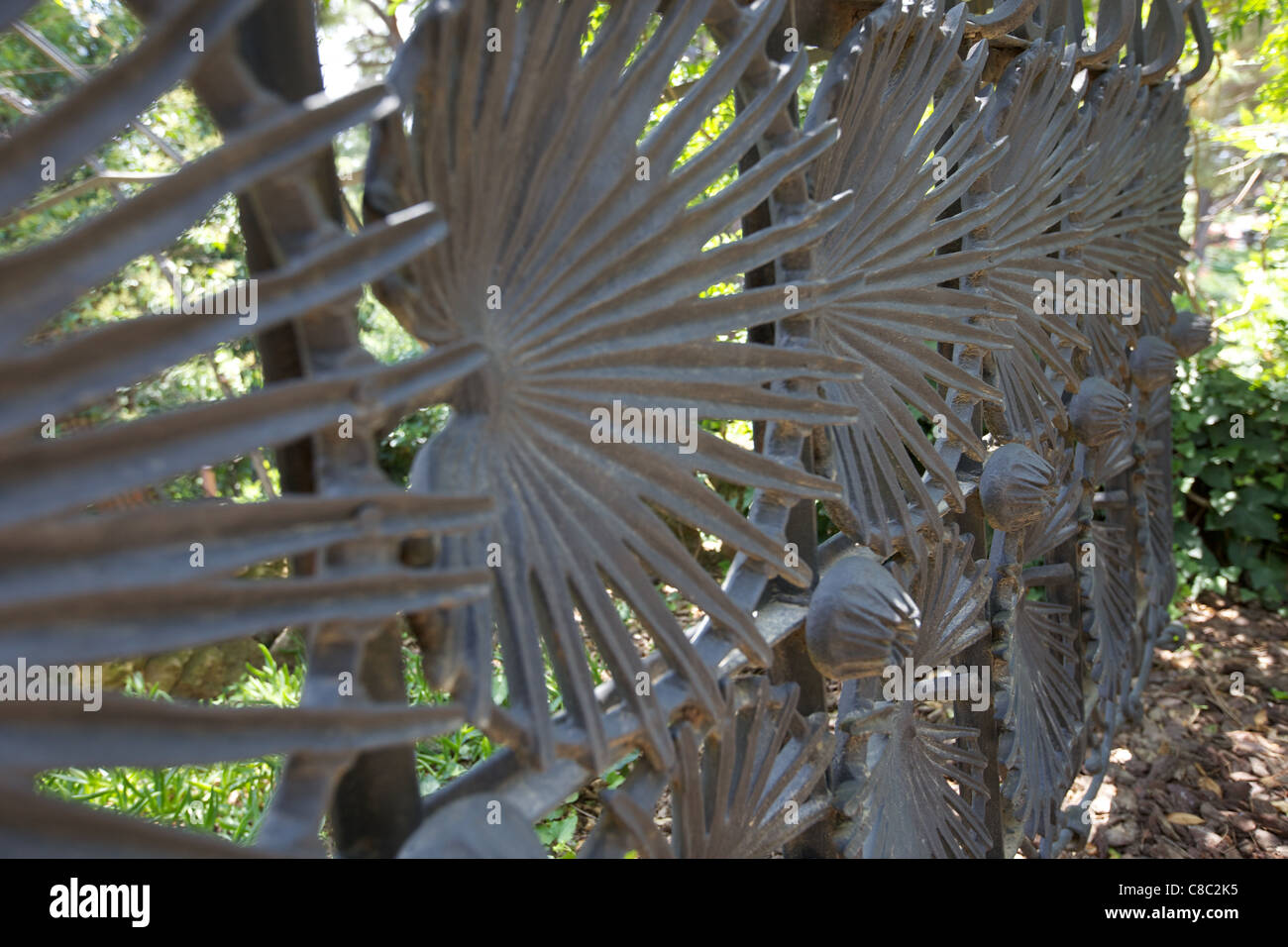 Zaun am Park Guel von Antoni Gaudi in Barcelona Stockfoto