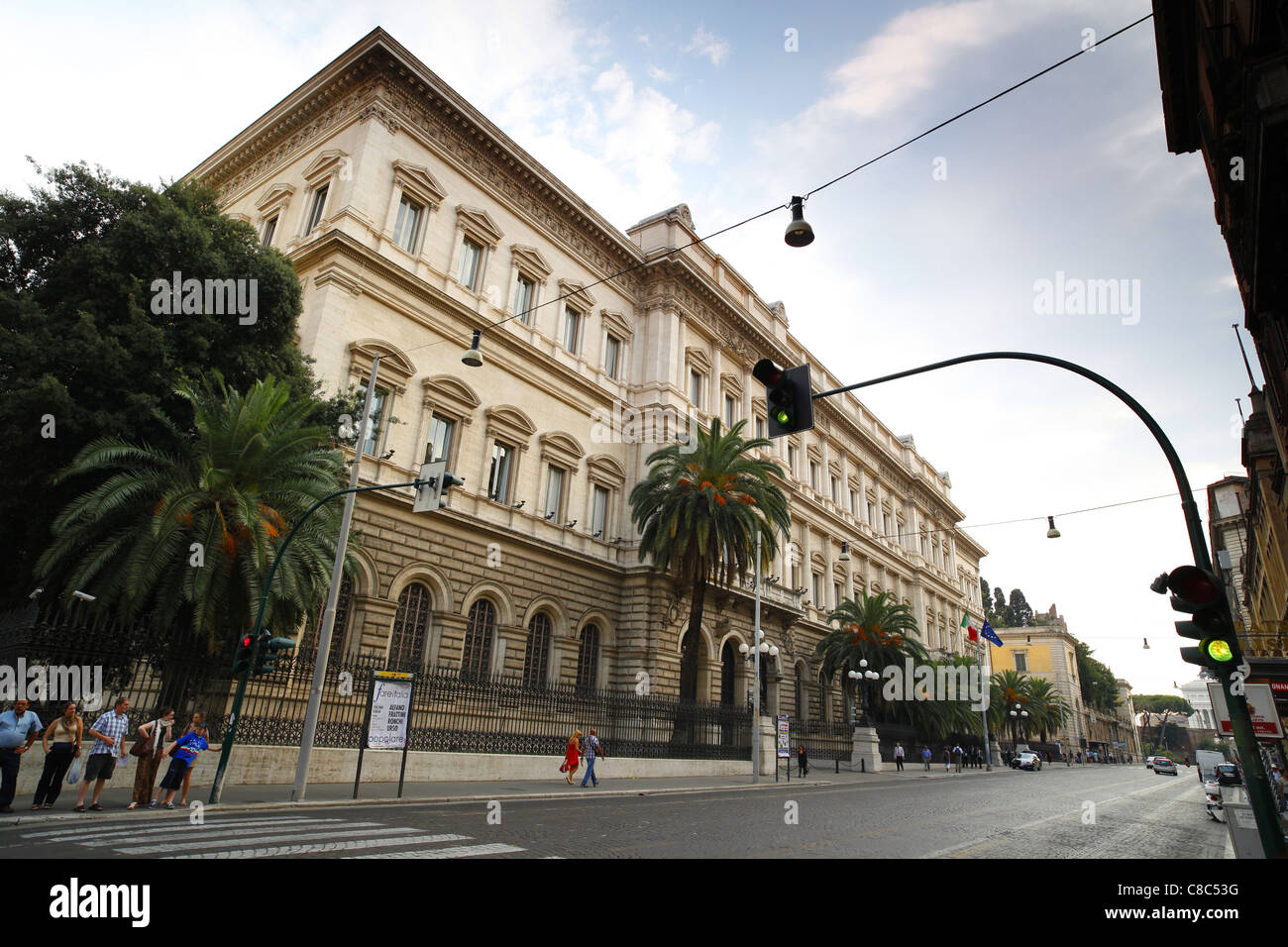 Italiens Nationalbank, der Banca D'Italia Gebäude in der Via Nazionale in Rom, Italien. Stockfoto