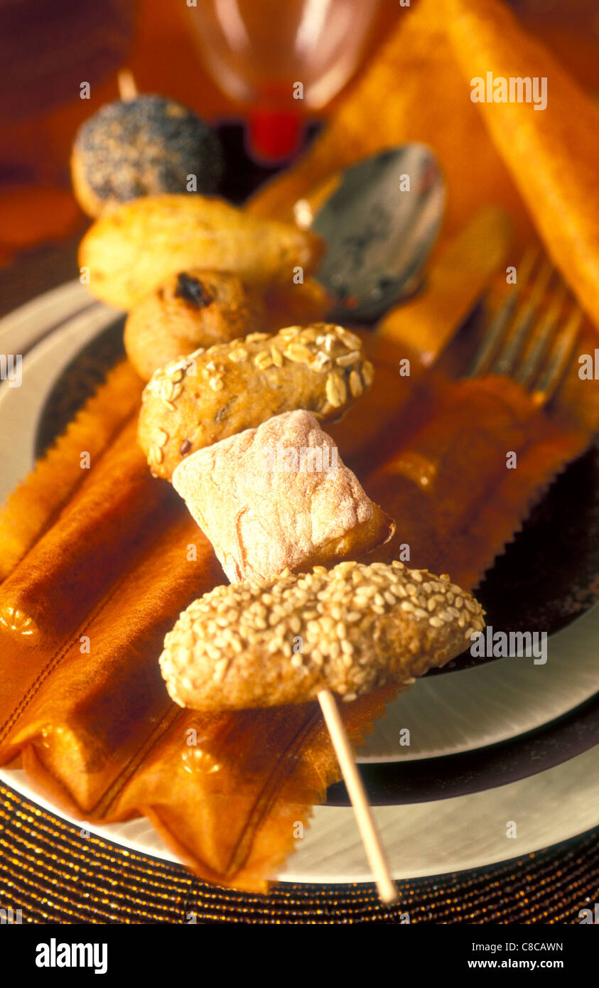 Brot auf Kebab stick Stockfoto