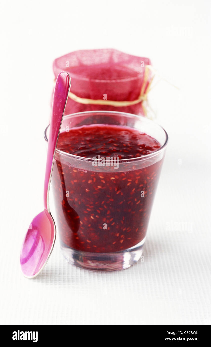 Himbeermarmelade Stockfoto