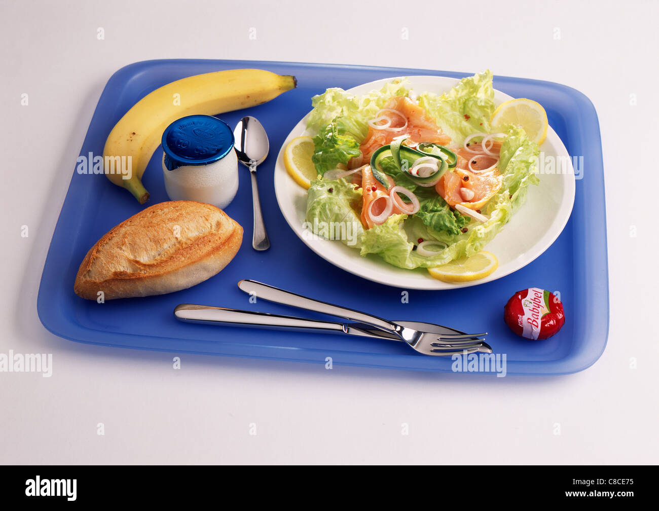 Mahlzeit auf Tablett Stockfoto