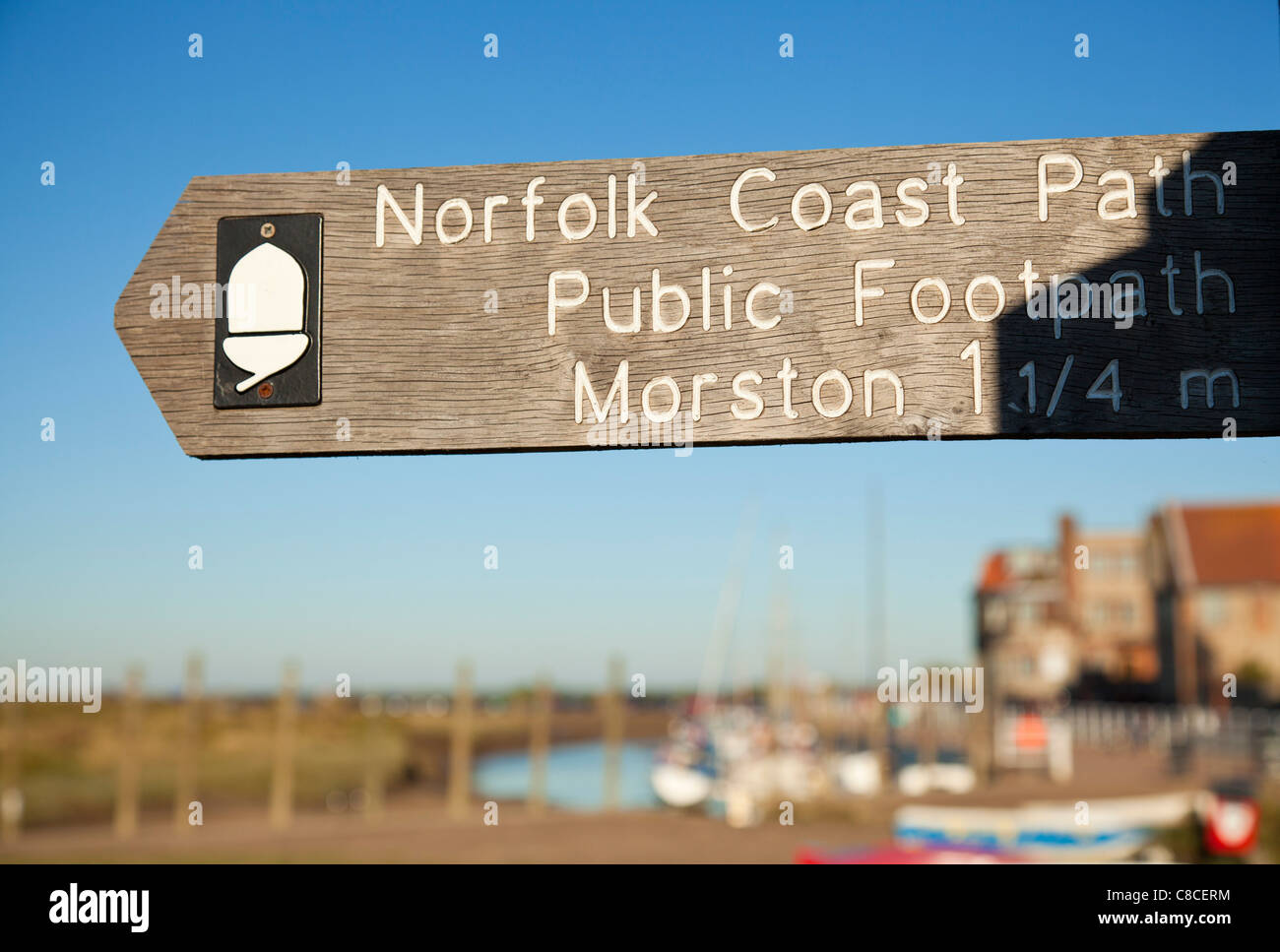 Norfolk Küstenpfad Schild am Blakeney, Morston Norfolk East Anglia England UK GB EU Europa Stockfoto